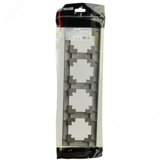 Рамка четырехместная пластик серия Катрин графит STEKKER