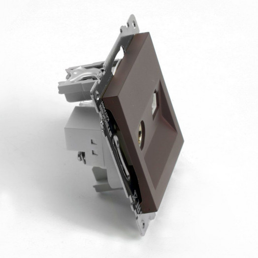 Розетка TV + компьютерная RJ-45 (механизм) серия Катрин шоколад STEKKER