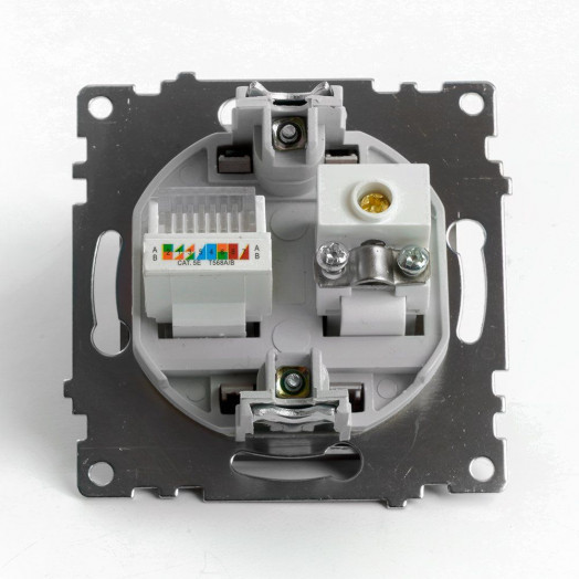 Розетка TV + компьютерная RJ-45 (механизм) серия Катрин шоколад STEKKER