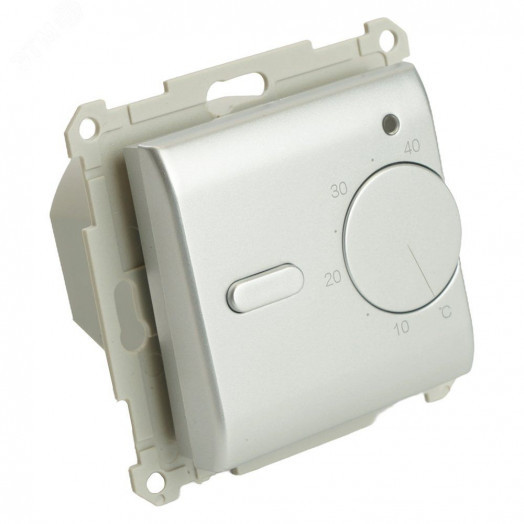 Терморегулятор механический для теплого пола (механизм) 250В 3500Вт серия Катрин серебро STEKKER