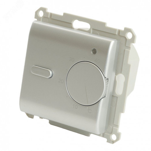 Терморегулятор механический для теплого пола (механизм) 250В 3500Вт серия Катрин серебро STEKKER