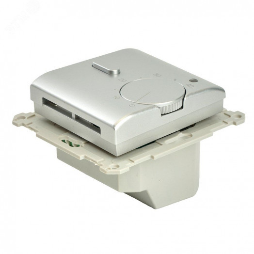 Терморегулятор механический для теплого пола (механизм) 250В 3500Вт серия Катрин серебро STEKKER