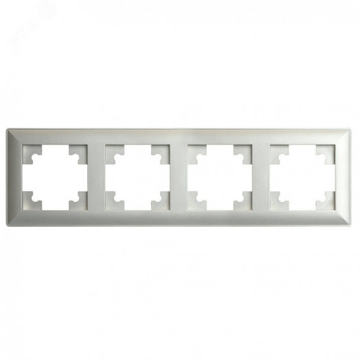 Рамка четырехместная пластик серия Катрин серебро STEKKER