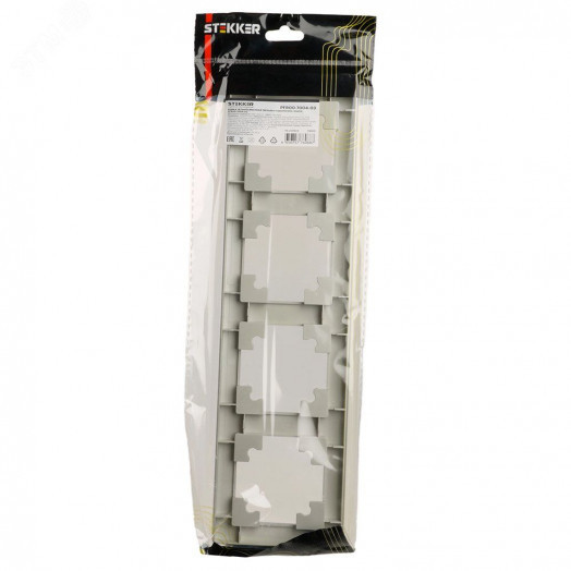 Рамка четырехместная пластик серия Катрин серебро STEKKER