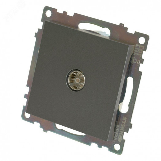 Розетка телевизионная одноместная 75 Ом 5-862МГц (механизм) серия Катрин графит STEKKER