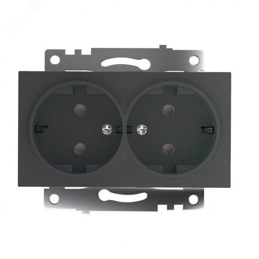 Розетка двухместная с защитной шторкой с/з (механизм) 250В 16А серия Катрин графит STEKKER