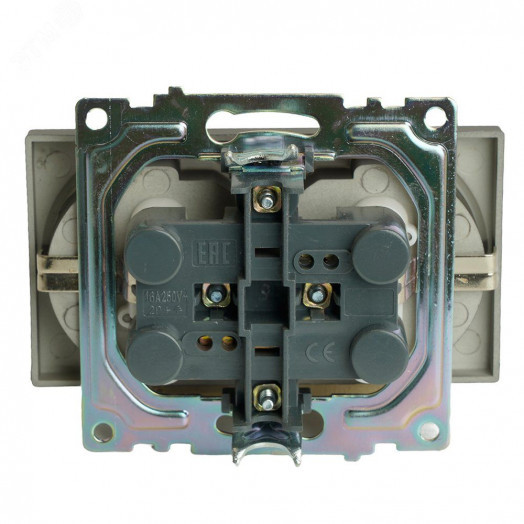 Розетка двухместная с защитной шторкой с/з (механизм) 250В 16А серия Катрин графит STEKKER