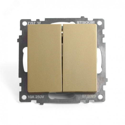 Выключатель двухклавишный (механизм) серия Катрин золото STEKKER
