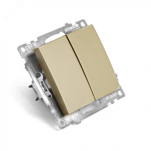 Выключатель двухклавишный (механизм) серия Катрин золото STEKKER