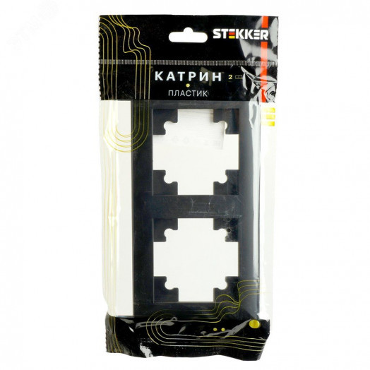 Рамка двухместная пластик серия Катрин черный STEKKER