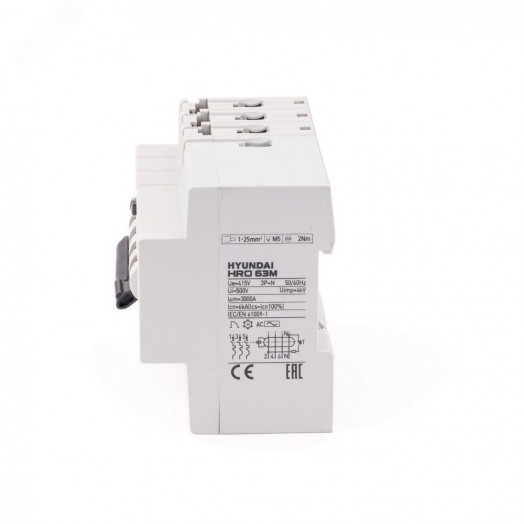 Дифференциальный автомат HRO63M 3NG4C0000C 00016G 3 полюса + нейтр., 16A ток, к.з. 6kA,30mA