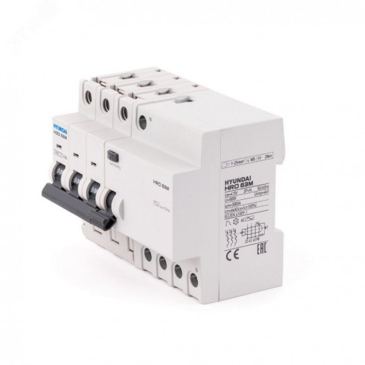 Дифференциальный автомат HRO63M 3NG4C0000C 00016G 3 полюса + нейтр., 16A ток, к.з. 6kA,30mA