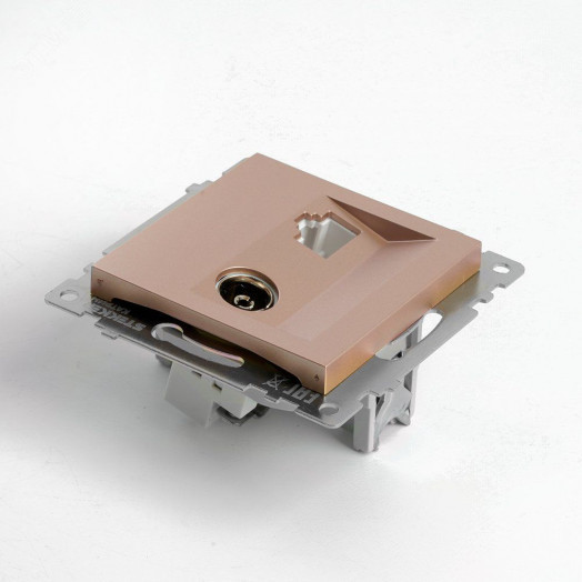 Розетка TV + компьютерная RJ-45 (механизм) серия Катрин шампань STEKKER