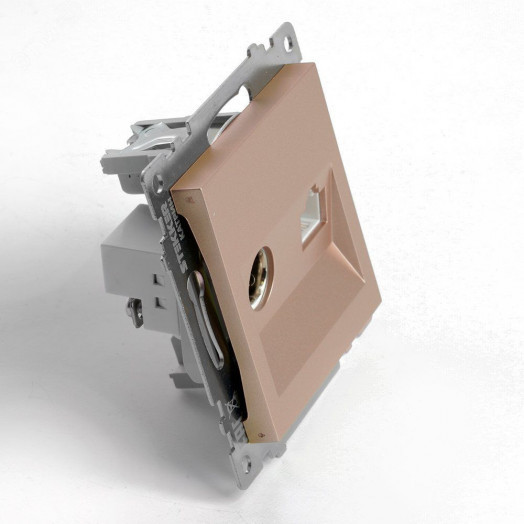 Розетка TV + компьютерная RJ-45 (механизм) серия Катрин шампань STEKKER