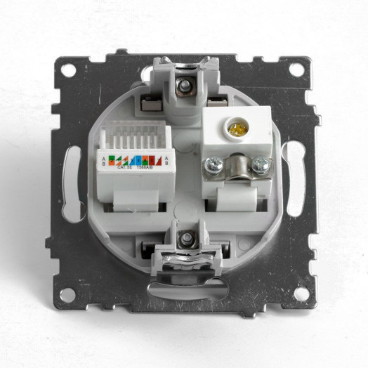 Розетка TV + компьютерная RJ-45 (механизм) серия Катрин шампань STEKKER