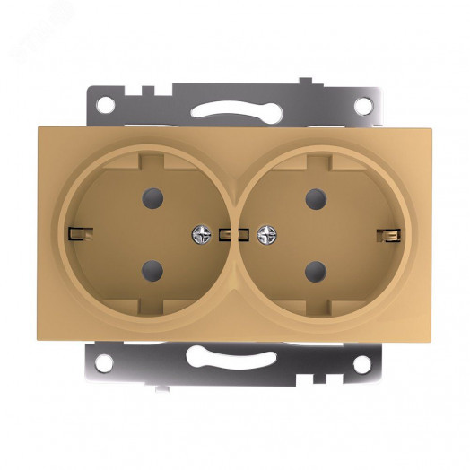 Розетка двухместная с защитной шторкой с/з (механизм) 250В 16А серия Катрин золото STEKKER