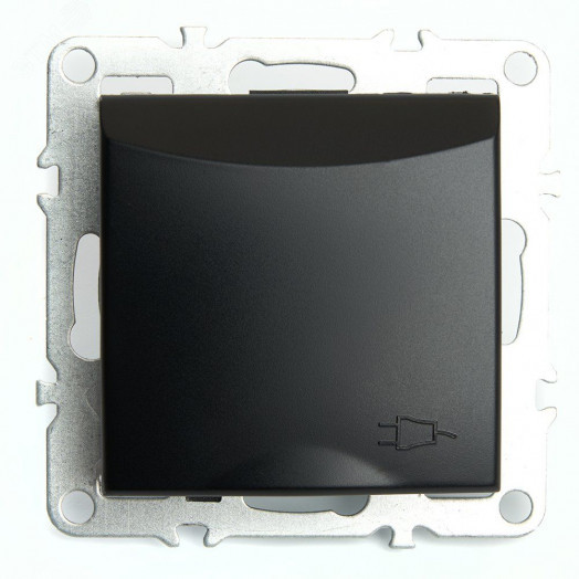 Розетка одноместная с/з с крышкой серия Эрна черный STEKKER