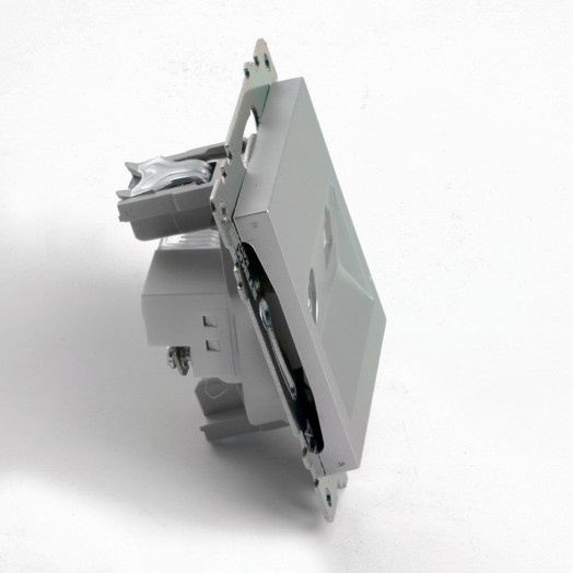 Розетка TV + компьютерная RJ-45 (механизм) серия Катрин серебро STEKKER