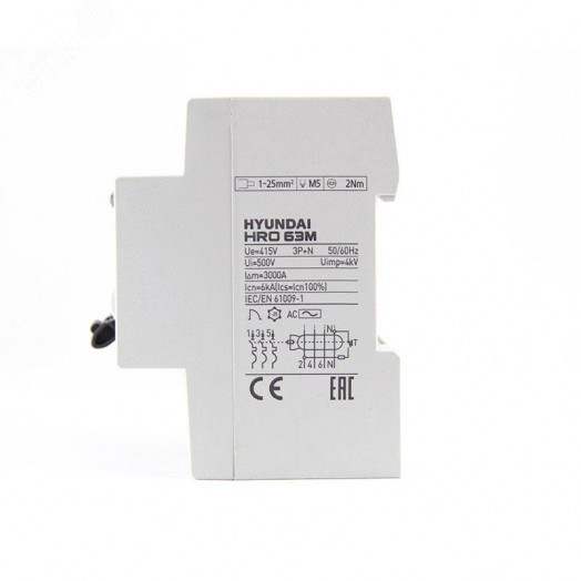 Дифференциальный автомат HRO63M 3NG4C0000C 00025G 3 полюса + нейтр., 25A ток, к.з. 6kA,30mA