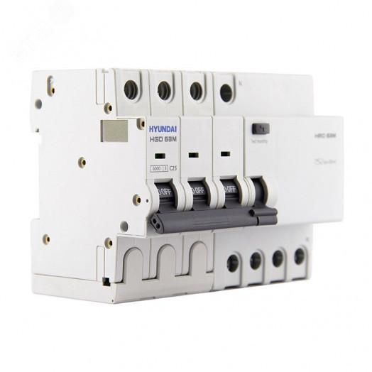 Дифференциальный автомат HRO63M 3NG4C0000C 00025G 3 полюса + нейтр., 25A ток, к.з. 6kA,30mA