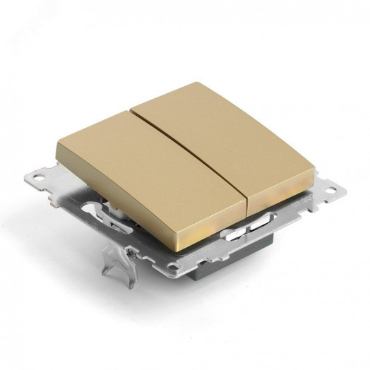 Переключатель двухклавишный (механизм) серия Катрин золото STEKKER