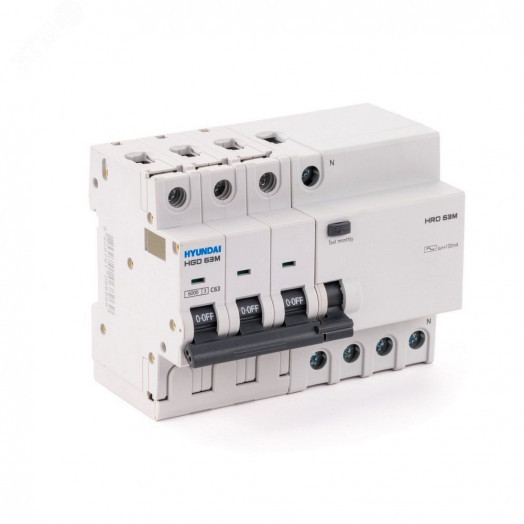 Дифференциальный автомат HRO63M 3NG4C0000C 00032G 3 полюса + нейтр., 32A ток, к.з. 6kA,30mA         (STANDARD)