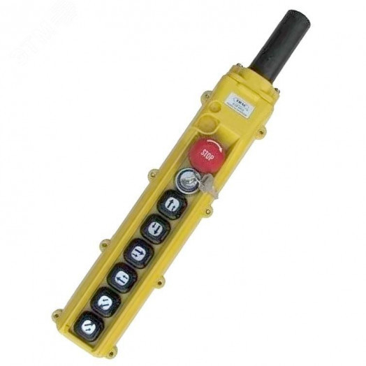 Пульт HOB-84 BH3 (6 кнопок, 2 скор., авар. стоп, ключ)