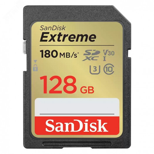 Карта памяти 128GB SD Extreme UHS I, SDXC, 180 МБ/с, Class 10