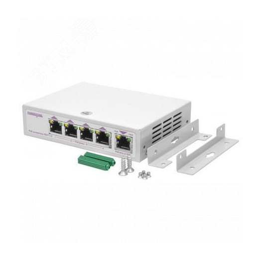 Коммутатор/удлинитель интерфейса Ethernet 10/100/1000Mbs PEXT 1/4. 4 PoE выхода, 1 PoE вход, совм. с 802.3af/at, до -40С