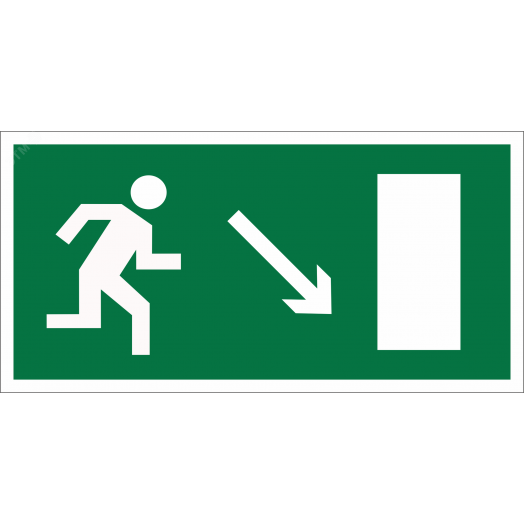 Знак безопасности NPU-2714.E07''Напр. к эвакуационному выходу направо вниз''