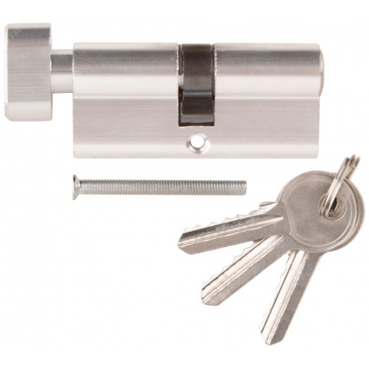 Цилиндровый механизм ''Фабрика замков'' 70 мм, ключ-завертка, хром