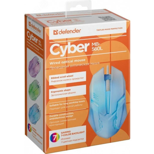 Мышь Cyber MB-560L 4 кнопки, 1600dpi, белый