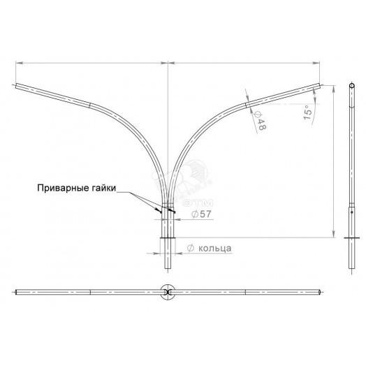 Кронштейн К2К-2,0-2,0-К110/48-0,048-15-180-ц