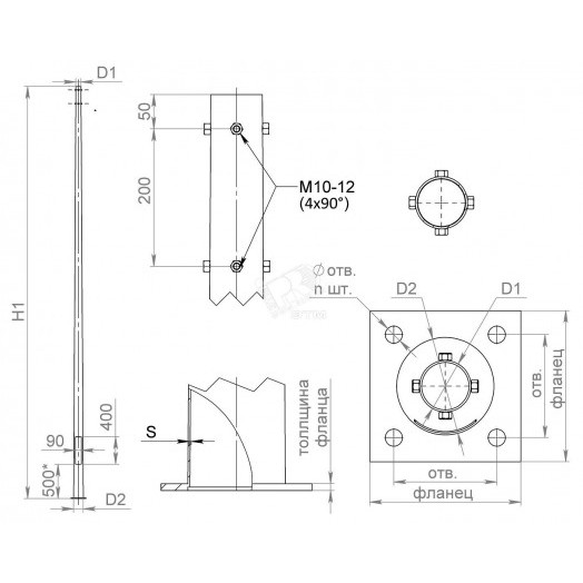 Опора ОККф-8К240-180-4х25-ц