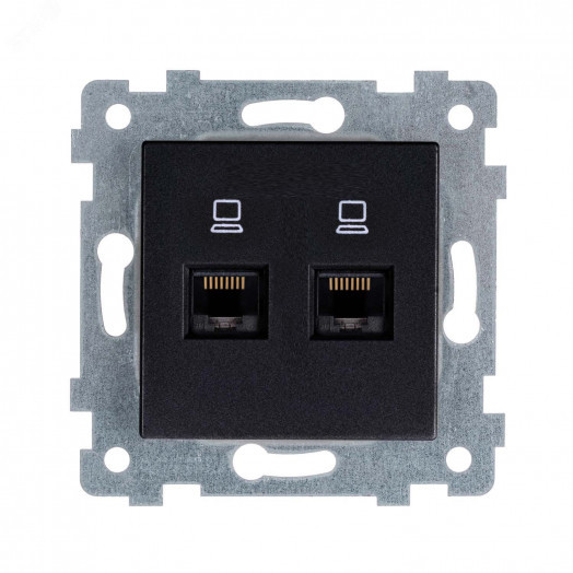 АКСИОМА Механизм розетки низковольтной ПК/ПК 2 гнезда скр.уст. РКТ2-466, антрацит