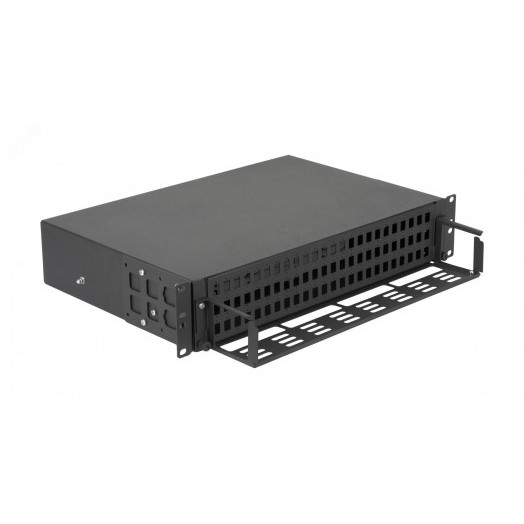 Кросс оптический NIKOMAX 19" Premium Line, 2U, о  72 SC портов или 144 LC портов, выдвижной, со съ  ёмной полкой, черный"