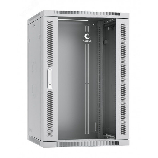 CABEUS SH-05F-18U60-45-R ШКАФ ТЕЛЕКОММУНИКАЦИОННЫЙ НАСТЕННЫЙ РАЗОБРАННЫЙ 19'' 18U 600X450X901MM (ШХГХВ) ДВЕРЬ СТЕКЛО, ЦВЕТ СЕРЫЙ (RAL 7035)