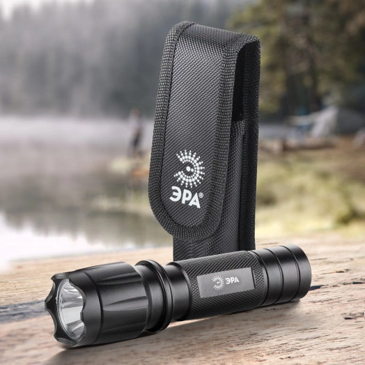 Фонарик карманный на батарейках 3xAAA, ударопрочный, металлический алюминиевый корпус, чехол  HT1W ЭРА
