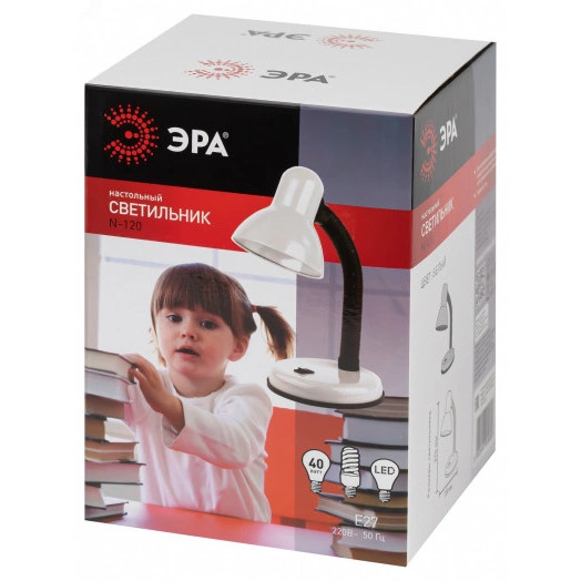 N-120-E27-40W-W Светильники настольные ЭРА наст.светильник N-120-E27-40W-W белый