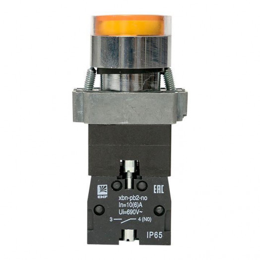 Кнопка BA51 с подстветкой 230В желт. NO IP65 PROxima EKF xb2-bw51-230-65