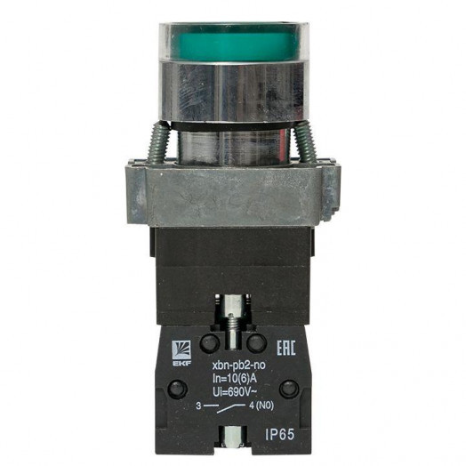 Кнопка BA31 с подстветкой 230В зел. NO IP65 PROxima EKF xb2-bw31-230-65