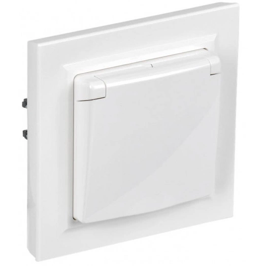 Розетка с крышкой Brite 16А IP44 РСбш10-3-44-БрБ бел. в сб. IEK BR-R16-16-44-K01-F-PRO