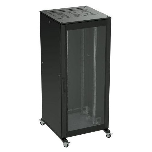 Шкаф напольный 42U 600х800 двери стекло/сплошная укомплектован вводом и заглушками RAL9005 DKC R5IT4268GSB