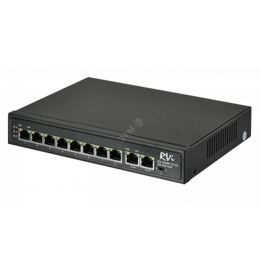 Коммутатор неуправляемый PoE 8 портов 10/100 Мб/с, 2хRJ45, 120 Вт