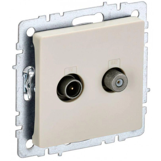 Розетка телевизионная TV/SAT 2-м BRITE РТВ/РСп12-БрКр беж. IEK BR-AF20-O-K10