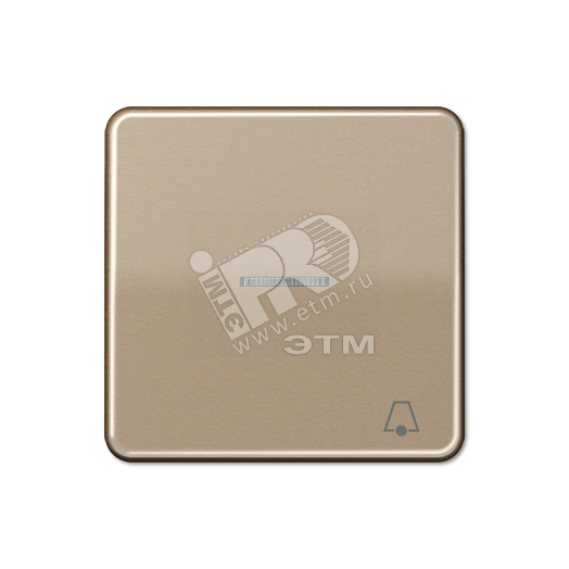 Клавиша с окошком и символом  звонок  для выключателей с подсветкой  золотая бронза