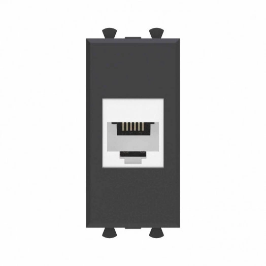 Розетка телефонная 1мод. Avanti "Черный матовый" RJ12 модульная без шторок механизм DKC 4412611