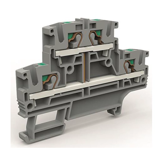 Клемма двухуровневая с объединенными ярусами на 4кв.мм DKC ZEFD410GR