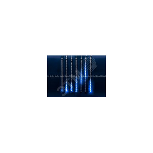 Занавес светодиодный фигурный Падающие звезды соединяемый 2,4х0,3м 8 подвесов 144 светодиода Синий свет Провод прозрачный ULD-E2403-144/DTK BLUE IP44 METEOR