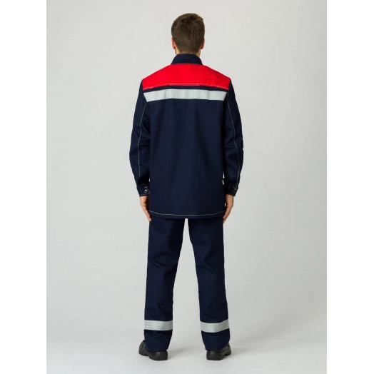 Костюм сварщика для защиты от искр и брызг (1 кл.защиты) РМ, темно-синий-красный, 52-54  182-188